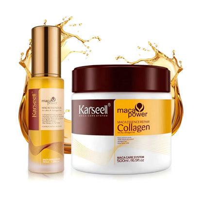 Karseell- Maca Essence Oil 50ml & Hair Repair Collagen 500ml Combo- Hair Repair Treatment for Dry, Damaged & Frizzy Hair