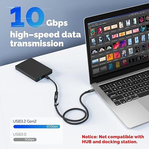 **100W Dual Type-C Fast Charging Cable – USB-C to USB-C Cable for Phone, Tablet & Laptop**